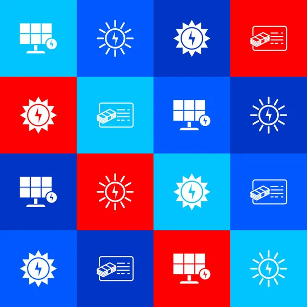 stock vector Set Solar energy panel, ,  and Financial document icon. Vector.