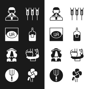 Ukrayna Bayrağı Ukrayna Buğday Kadın Anıtı. Kurucuları Kiev Poppy ve Bahçe yabası ikonu. Vektör.