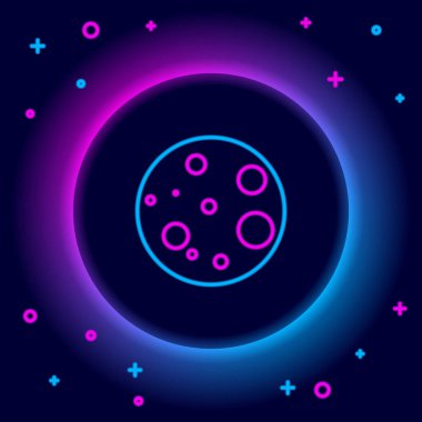 Parlayan neon hattı Ay simgesi siyah arkaplanda izole edildi. Renkli taslak konsepti. Vektör.