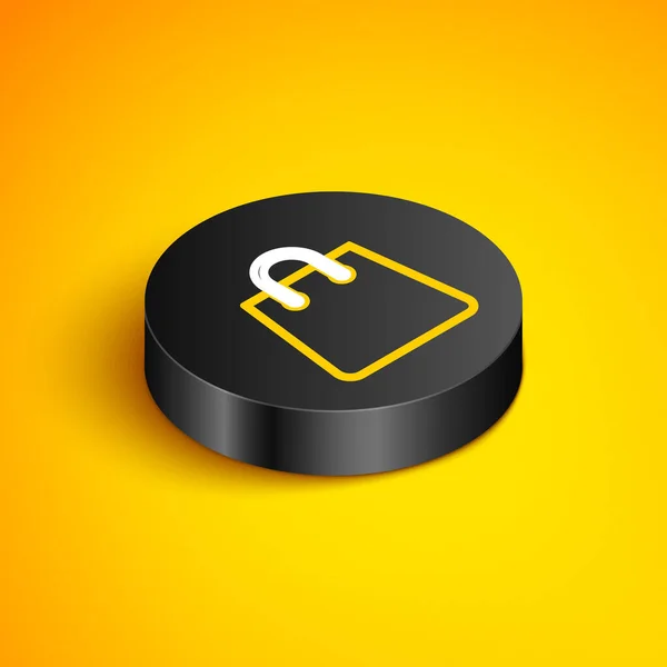 Ισομετρική Γραμμή Εικονίδιο Τσάντα Απομονώνονται Κίτρινο Φόντο Πινακίδα Για Ψώνια — Διανυσματικό Αρχείο