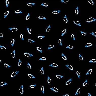 Olta çubuğu simgesi siyah arkaplanda izole edilmiş. Büyük bir balık yakala. Balıkçılık ekipmanları ve balık çiftliği konuları. Vektör.