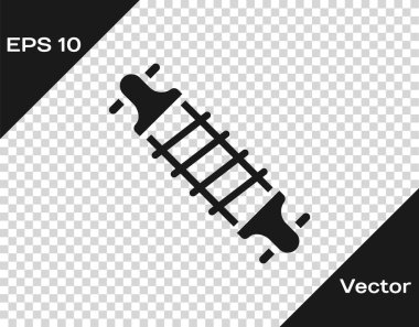 Siyah bisiklet süspansiyon simgesi şeffaf arkaplanda izole edildi. Vektör.