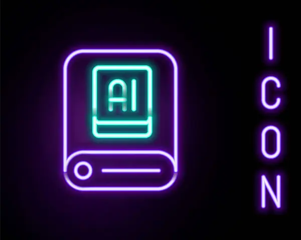 Świecący Neon Linii Sztuczna Inteligencja Ikona Izolowana Czarnym Tle Uczenie — Wektor stockowy