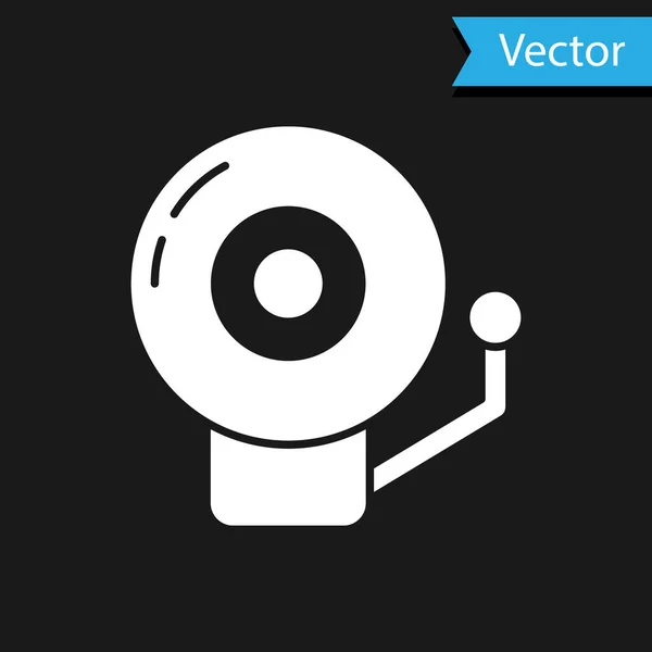 White Ringing Alarm Bell Icon Isolated Black Background Alarm Symbol — Stock Vector