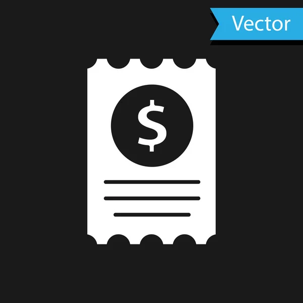 White Paper Check Und Finanzcheck Symbol Isoliert Auf Schwarzem Hintergrund — Stockvektor