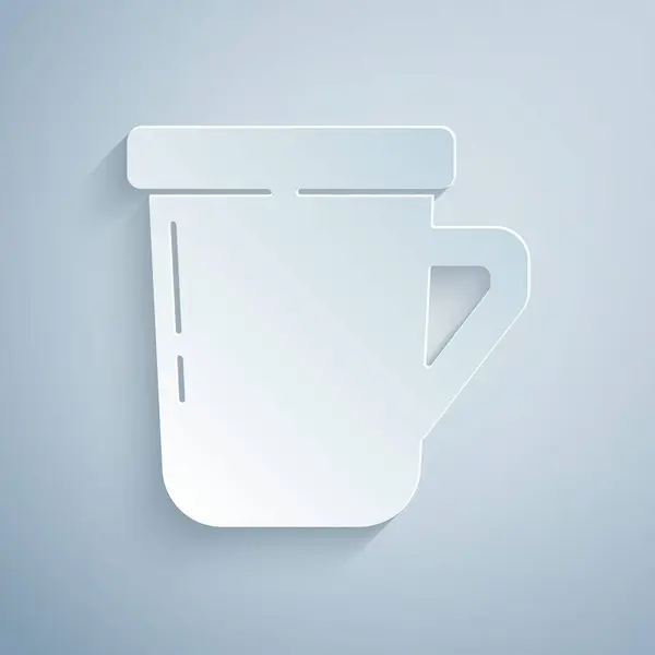 Бумага Вырезать Кофейная Чашка Значок Изолирован Сером Фоне Чашка Чая — стоковый вектор