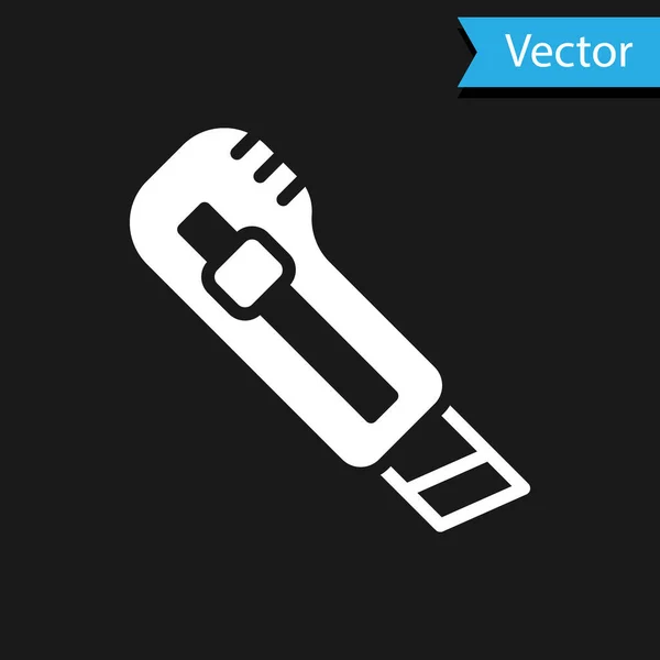 Bílá Ikonka Psacího Nože Izolovaná Černém Pozadí Nůžky Papír Vektor — Stockový vektor