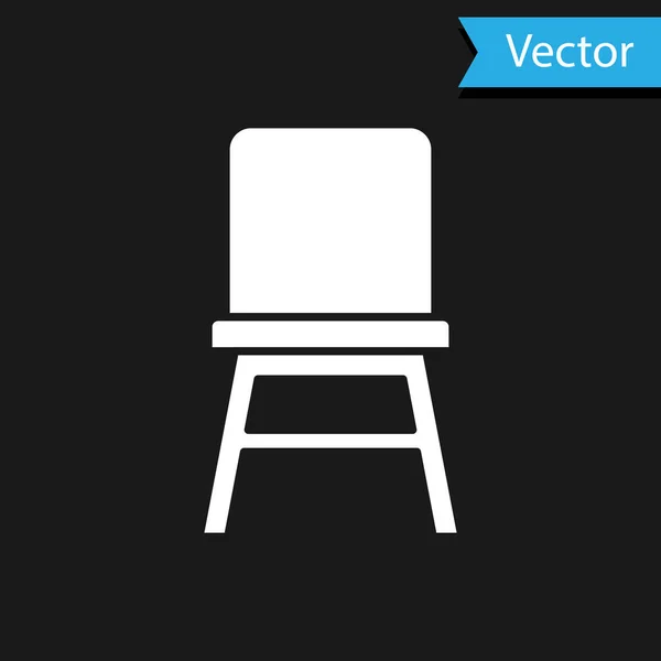 Weißes Stuhl Symbol Isoliert Auf Schwarzem Hintergrund Vektor — Stockvektor
