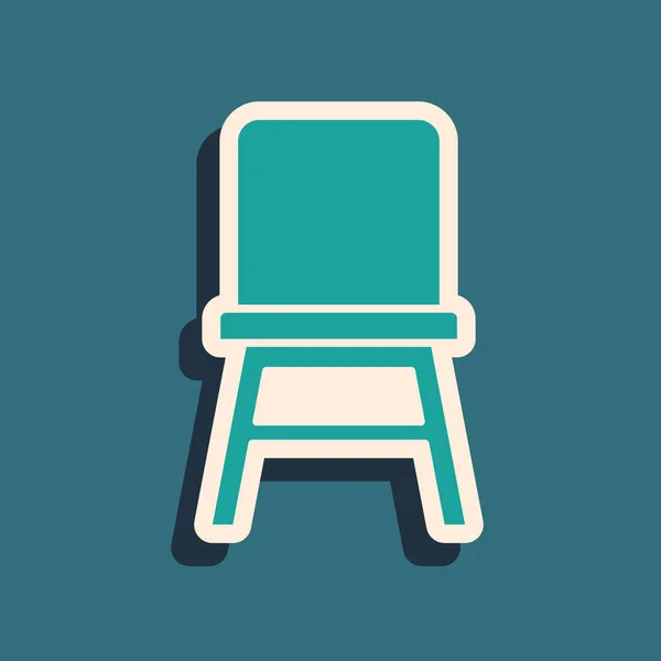 Значок Green Chair Выделен Зеленом Фоне Длинный Стиль Тени Вектор — стоковый вектор