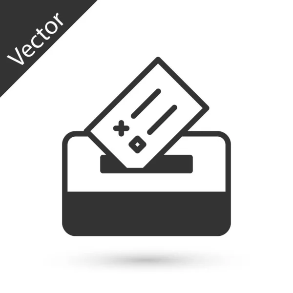 Grey Vote Box Ballot Box Envelope Icon Isolated White Background — Stock Vector