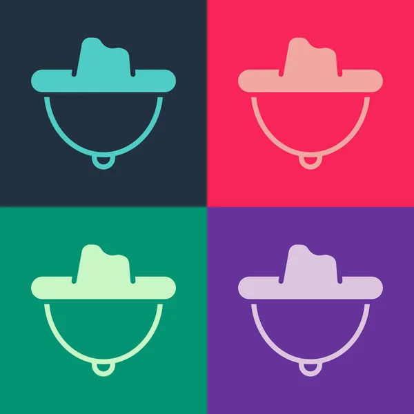 Pop Art Δυτική Καουμπόικο Καπέλο Εικονίδιο Απομονώνονται Φόντο Χρώμα Διάνυσμα — Διανυσματικό Αρχείο