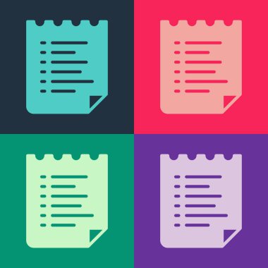 Pop Art Spor Eğitim Programı ya da renk arkaplanında izole edilmiş fitness planı simgesi. Vektör.