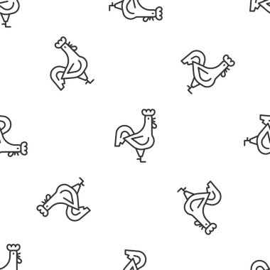 Gri çizgili Fransız horoz ikonu beyaz arka planda pürüzsüz desen izole etti. Vektör.