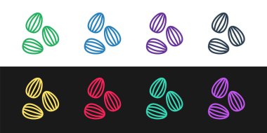 Siyah ve beyaz arkaplanda izole edilmiş özel bir bitki simgesinin tohumlarını yerleştir. Vektör.