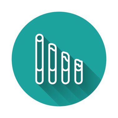 Sigara içen beyaz çizgi uzun gölgeli arka plan izole edilmiş. Tütün tabelası. Yeşil daire düğmesi. Vektör.