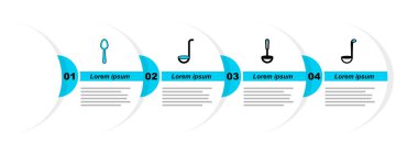 Mutfak kepçesi ve kaşık simgesini ayarla. Vektör.