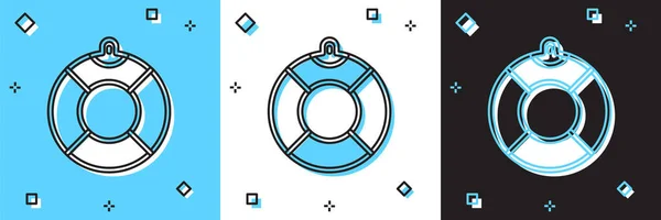 Placez Icône Lifebuoy Isolée Sur Fond Bleu Blanc Noir Symbole — Image vectorielle