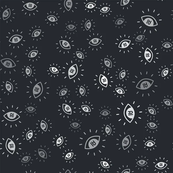 Γκρι Τεχνητή Νοημοσύνη Εικόνα Απομονωμένη Αδιάλειπτη Μοτίβο Μαύρο Φόντο Μηχανική — Διανυσματικό Αρχείο