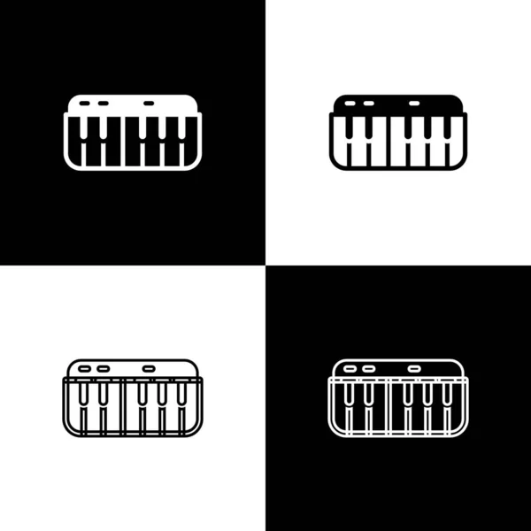 Müzik Sentezleyici Simgesini Siyah Beyaz Arkaplanda Izole Elektronik Piyano Vektör — Stok Vektör