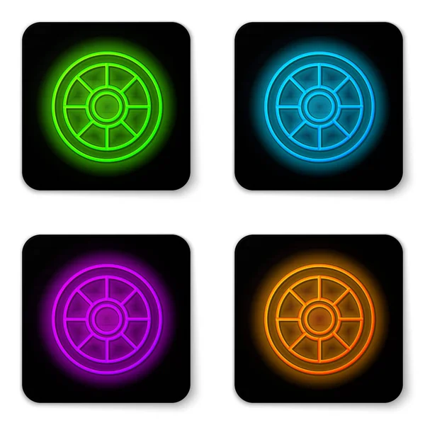 stock vector Glowing neon line Safe icon isolated on white background. The door safe a bank vault with a combination lock. Reliable Data Protection. Black square button. Vector.