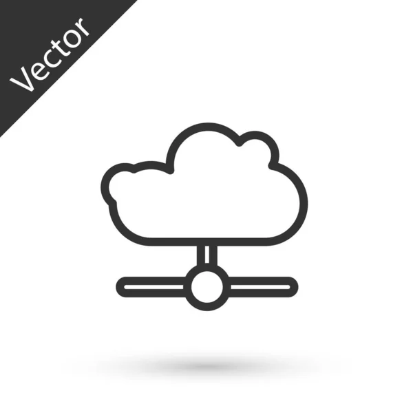 Linea Grigia Icona Connessione Cloud Rete Isolata Sfondo Bianco Tecnologia — Vettoriale Stock