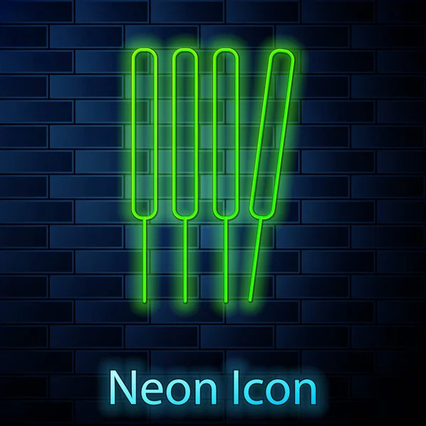 Glödande Neon Linje Aroma Pinnar Rökelse Aromer Ikon Isolerad Tegel — Stock vektor