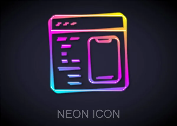 Leuchtende Neon Line Software Web Entwickler Programmiercode Symbol Isoliert Auf — Stockvektor