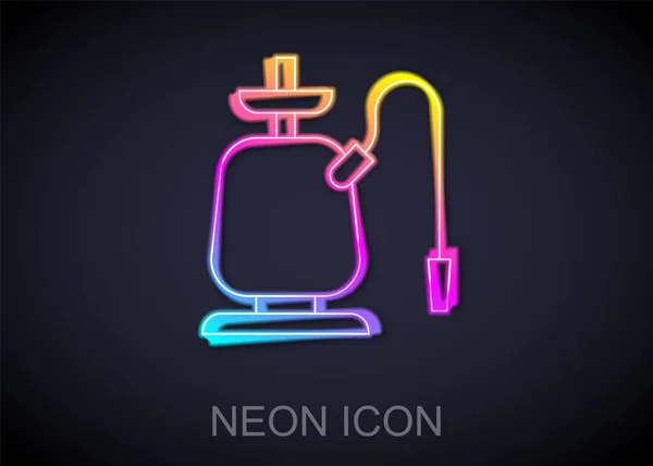 Glödande Neon Linje Hookah Ikon Isolerad Svart Bakgrund Vektor — Stock vektor
