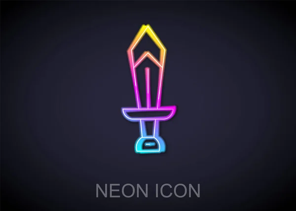 Glowing Neon Line Sword Game Icon Isolated Black Background Vector — Stock Vector