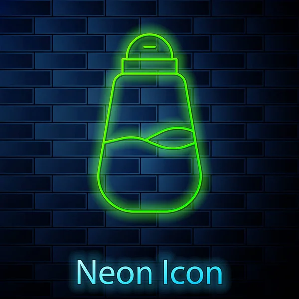 Leuchtende Neon Linie Salz Symbol Isoliert Auf Backsteinwand Hintergrund Gewürze — Stockvektor