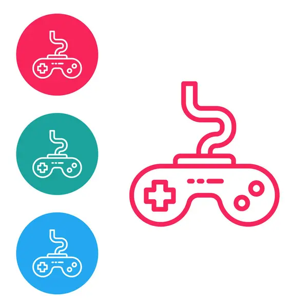 Ligne Rouge Icône Gamepad Isolé Sur Fond Blanc Contrôleur Jeu — Image vectorielle