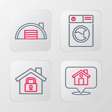 House 'un koruma altında olduğu bir yer belirle. Yıkama ve Depo ikonu. Vektör.