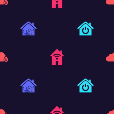 Smart Home 'u kurun, kablosuz ağ ve rutubetli şablonla. Vektör.