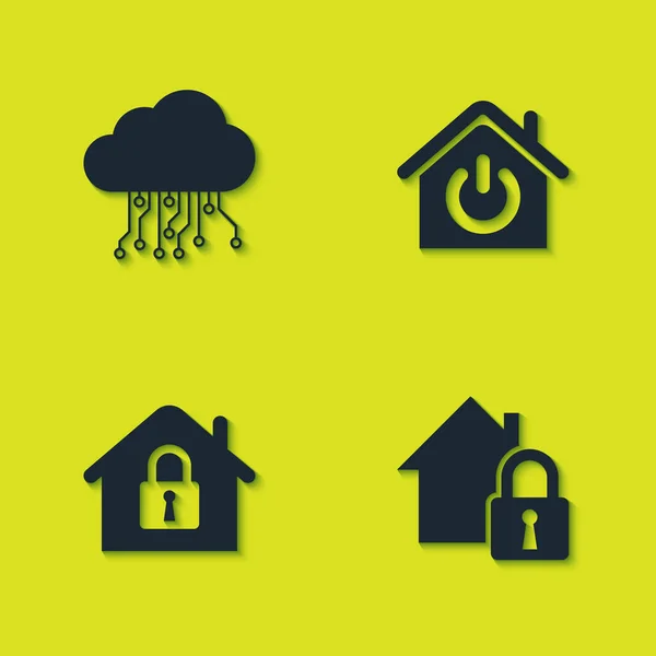 Set Internet Things House Protection Smart Home Icon Vector — Stock Vector