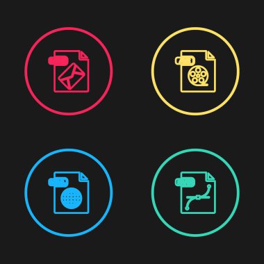 HTML dosya belgesi, SVG, AVI ve MSG simgesini ayarla. Vektör.