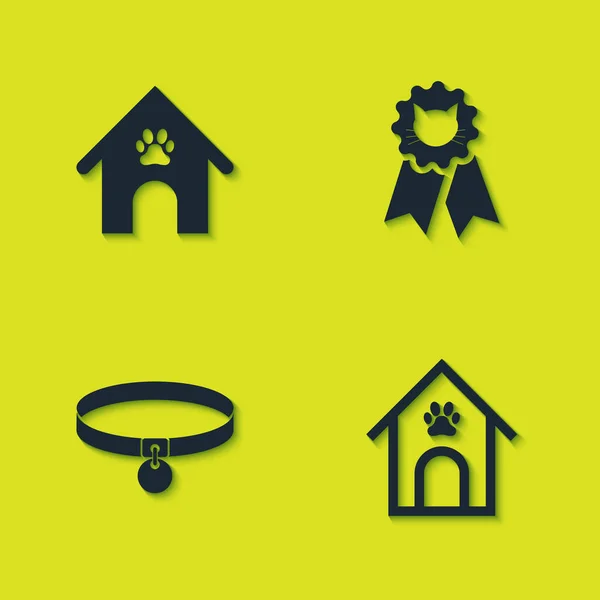 Set Perro Casa Pata Mascota Impresión Collar Gato Icono Símbolo — Archivo Imágenes Vectoriales