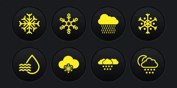 Set Water Drop Percentage Snowflake Cloud Snow Rain Icon Vector — Stock Vector