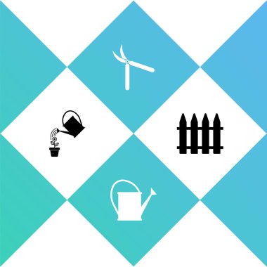 Sulama kutusu, bahçe yapımı el yapımı makas ve çit simgesi. Vektör.