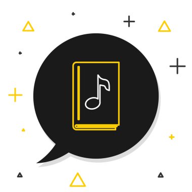 Satır Ses kitabı simgesi beyaz arkaplanda izole edildi. Kitaplı müzikal nota. Ses rehberi işareti. Çevrimiçi öğrenme kavramı. Renkli taslak konsepti. Vektör