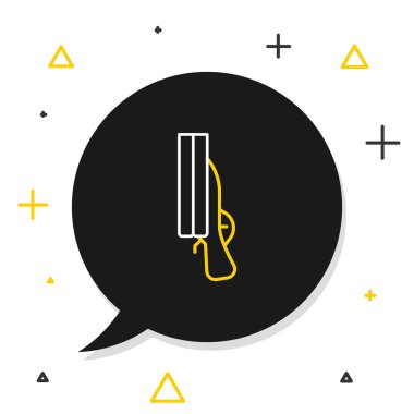 Çizgi Shotgun simgesi beyaz arkaplanda izole edildi. Avcı silahı. Renkli taslak konsepti. Vektör