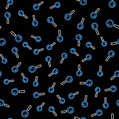 Çizgi büyüteç simgesi siyah arkaplanda izole edilmiş kusursuz desen. Arama, odaklanma, yakınlaştırma, iş sembolü. Vektör