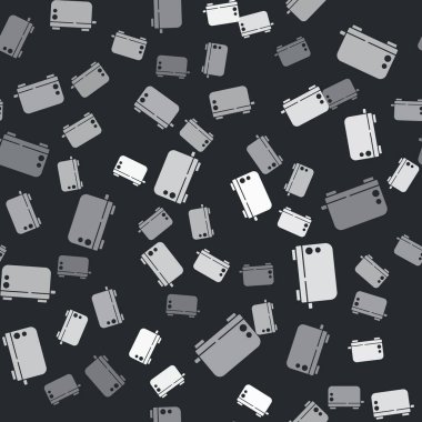 Gri tost makinesi simgesi siyah arkaplanda izole edilmiş. Vektör.