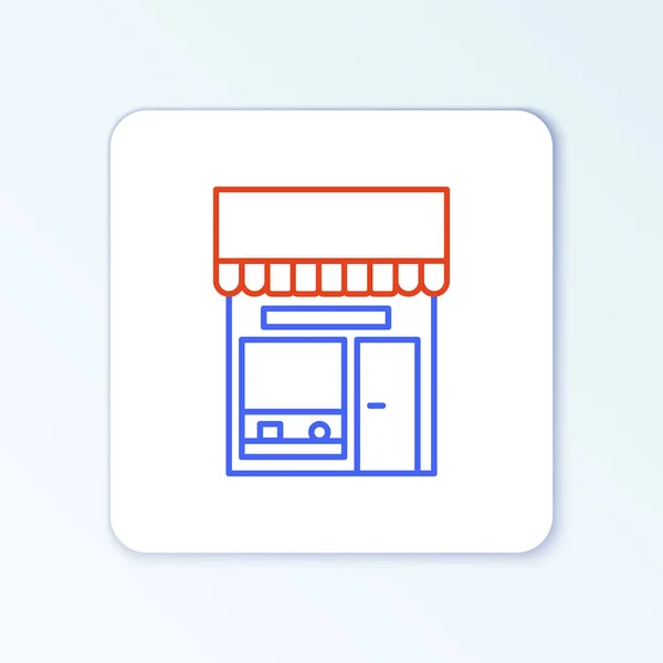 Linie Einkaufsgebäude Oder Marktladen Symbol Isoliert Auf Weißem Hintergrund Ladenbau — Stockvektor