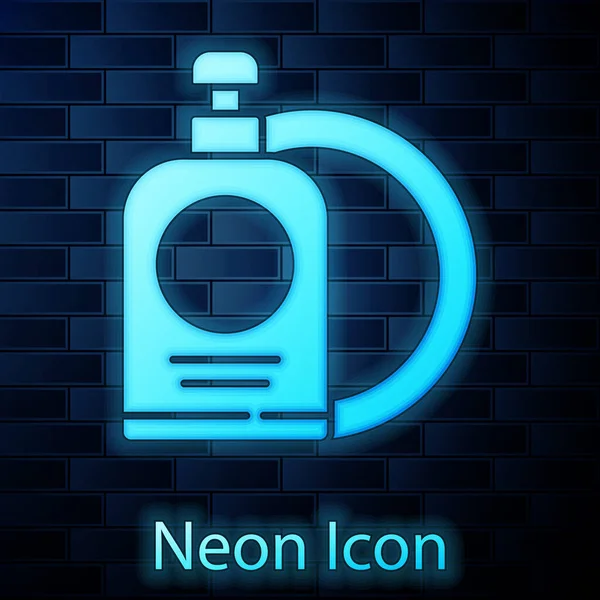 Žhnoucí Neon Mytí Nádobí Tekuté Láhve Deska Ikona Izolované Cihlové — Stockový vektor