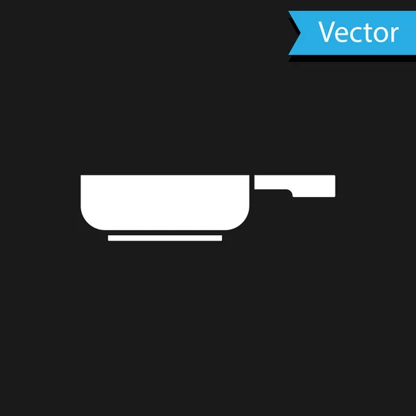 Weißes Bratpfannensymbol Isoliert Auf Schwarzem Hintergrund Frittieren Oder Braten Vektor — Stockvektor