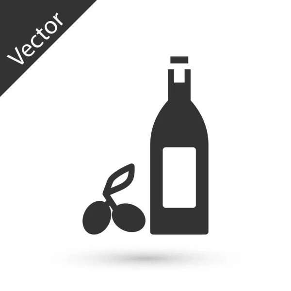 Graue Flasche Olivenöl Symbol Isoliert Auf Weißem Hintergrund Krug Mit — Stockvektor