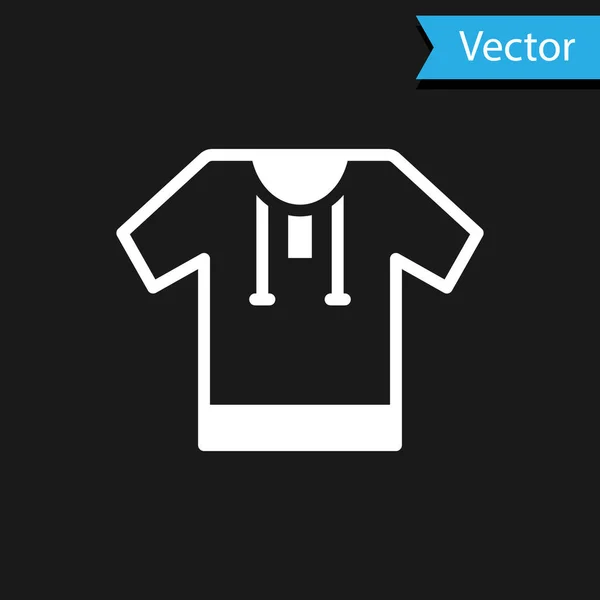 White Embroidered Shirt Icon Isolated Black Background National Ukrainian Clothing — Stock Vector