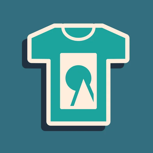 Icône Shirt Vert Isolé Sur Fond Vert Style Ombre Longue — Image vectorielle