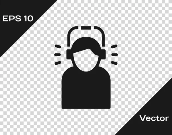 Hombre Negro Auriculares Icono Aislado Sobre Fondo Transparente Vector — Vector de stock