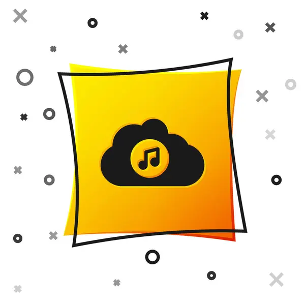 Icône Service Streaming Black Music Isolée Sur Fond Blanc Cloud — Image vectorielle